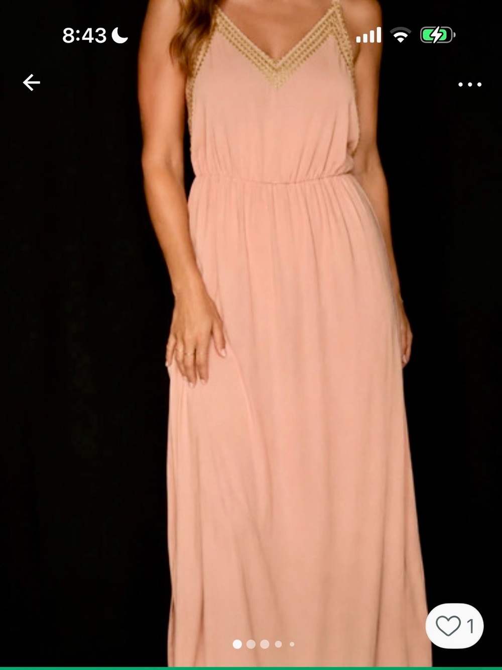 Solieblu Size 12-14 Strappy Blush Pink Maxi Dress with gold embroidery trim